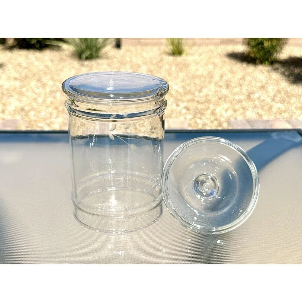 Princess House Heritage Crystal Glass Apothecary Jar w/ Lid Etched Glass 8 1/4